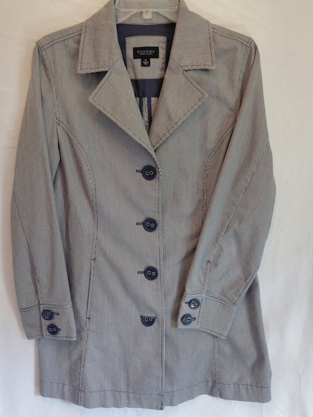 SONOMA Blue Pinstripe Jacket with Navy Buttons
